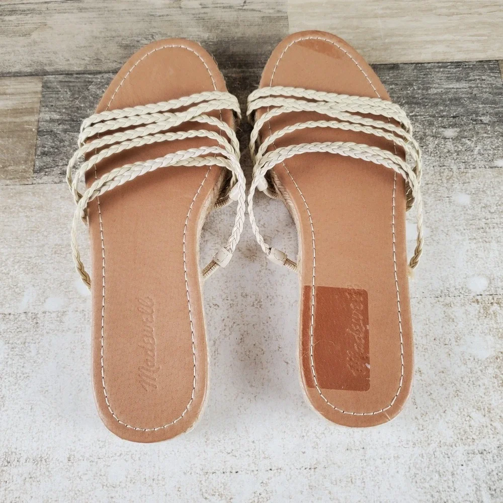 Madewell Bobbi Espadrille Womens Slide Sz 8 Comfort Alabaster Slip On Open Toe